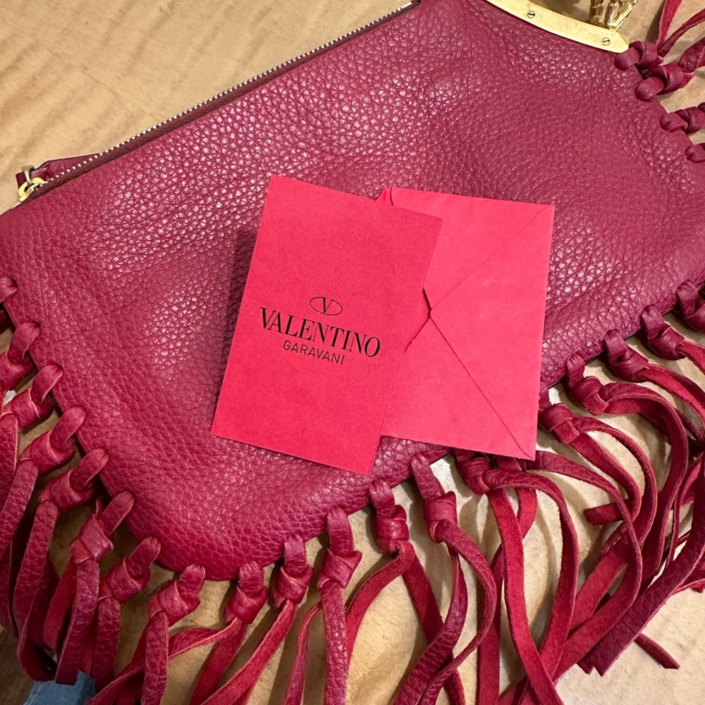 Valentino fringed red clutch - Picture 4 of 5
